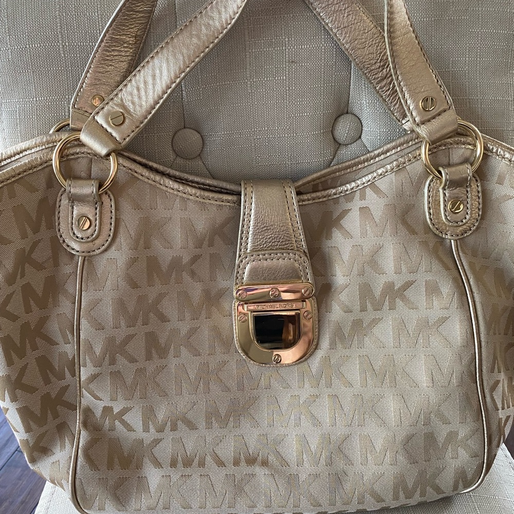 Large gold Michael kors satchel